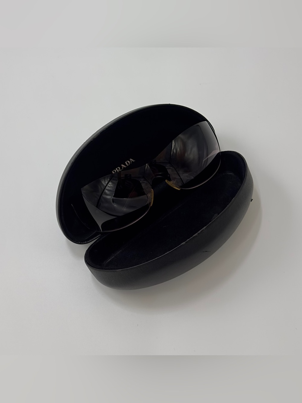 Vintage Prada Women's Shield Sunglasses - Black + Case SPR 58F 1BO- 5D1 115 - Picture 4 of 12
